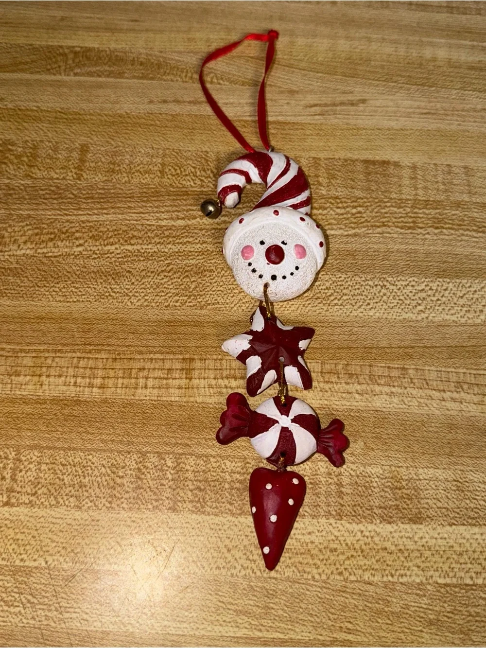 Vintage snowman Christmas‎ ornaments Red and White Holiday Hanging Ornament